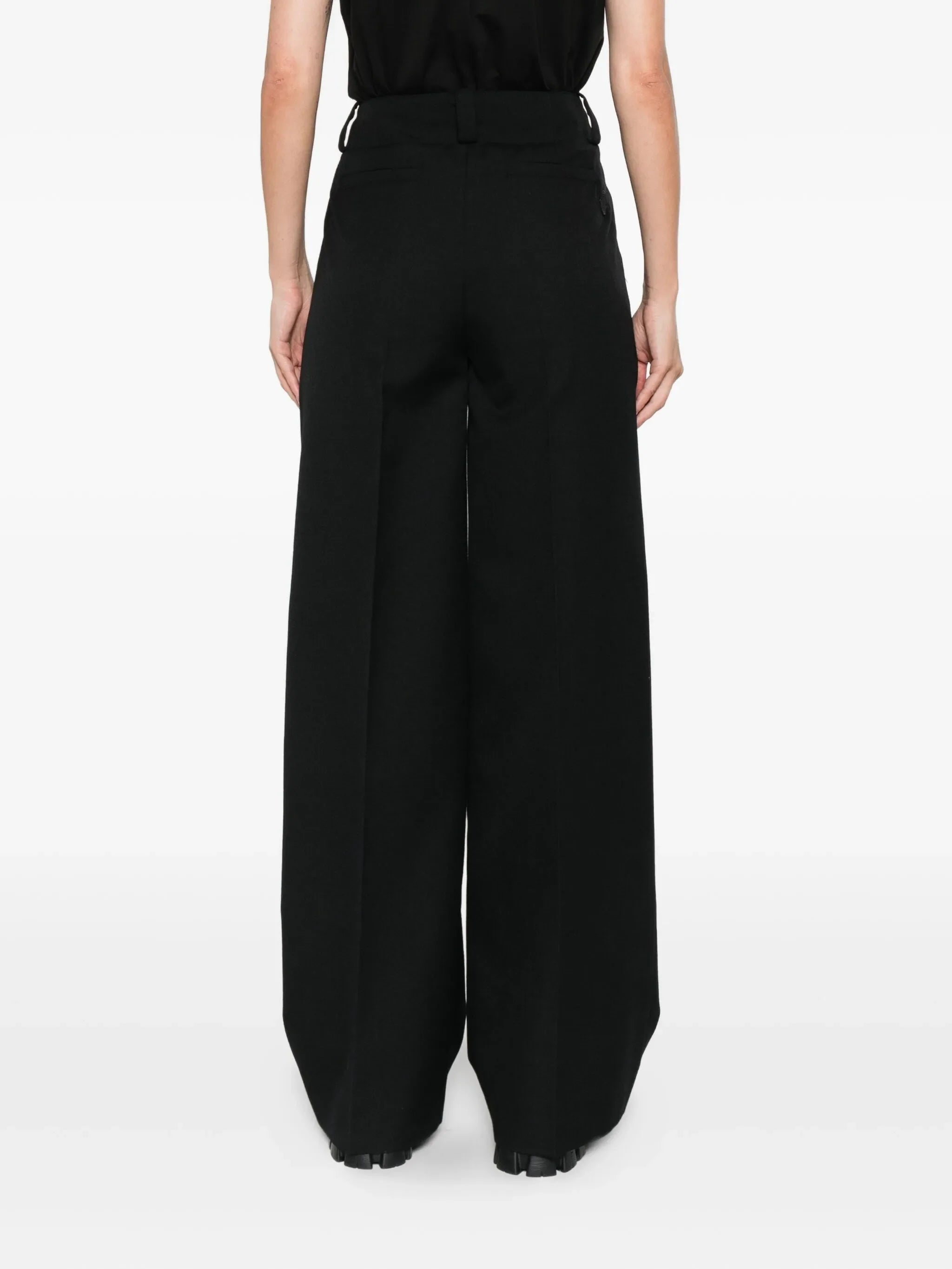MONCLER WOMEN Pleated Wide Leg Trousers Black