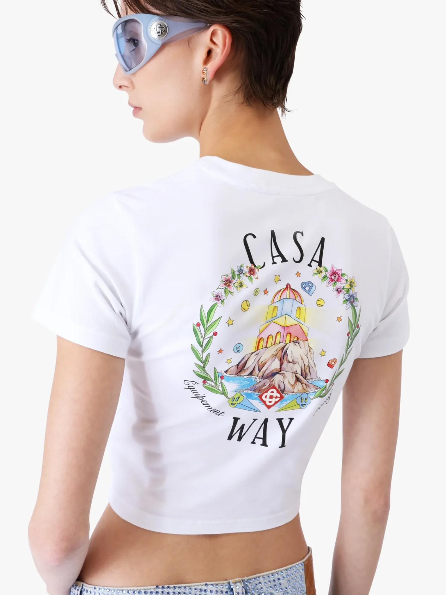 CASABLANCA WOMEN Casa Way Baby Short Sleeve T‑Shirt White