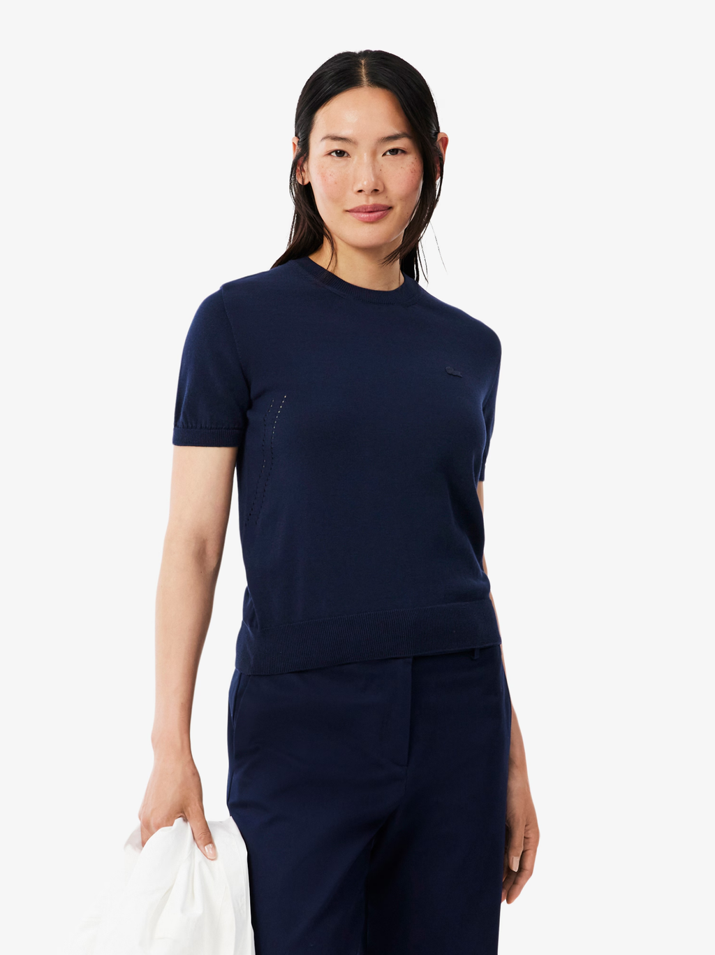 LACOSTE WOMEN Short Sleeved 3D Knit Sweater Midnight Blue