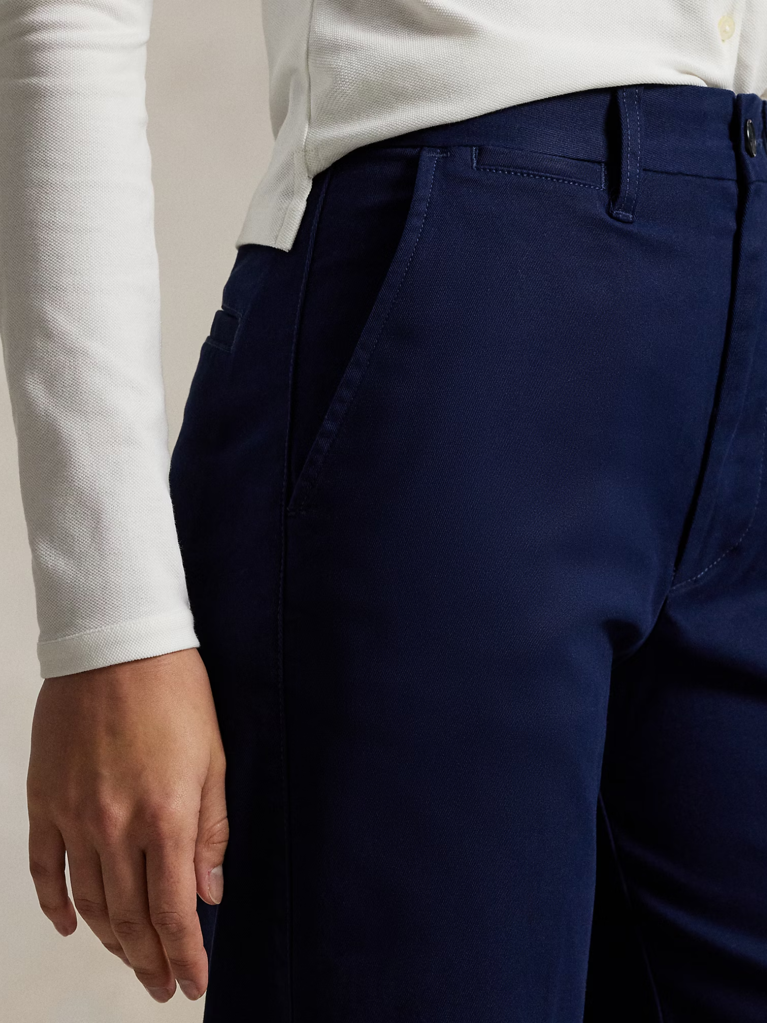 RALPH LAUREN WOMEN Chino Wide-Leg Trousers Newport Navy
