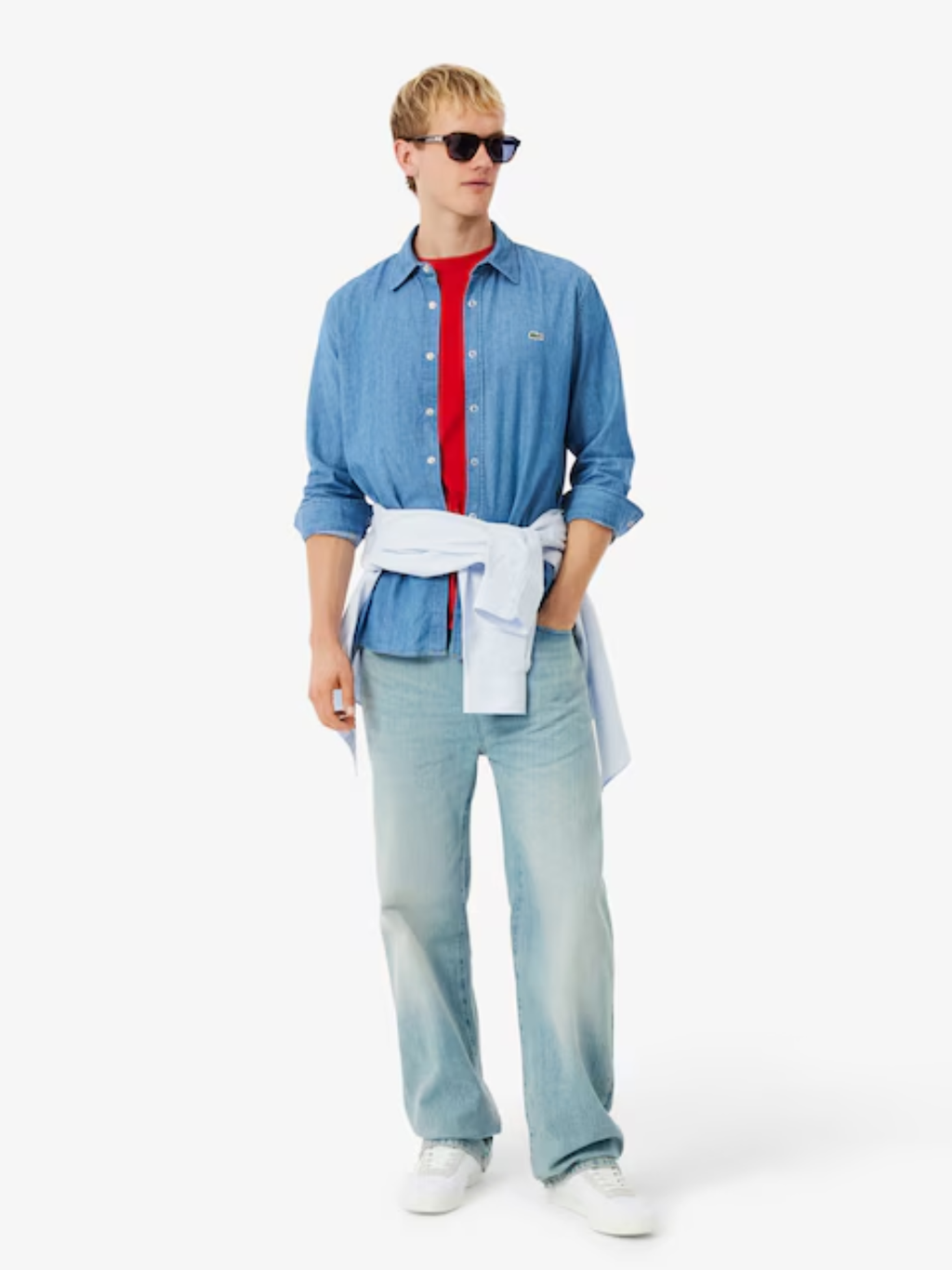 LACOSTE Regular Fit Lightweight Denim Shirt Blue