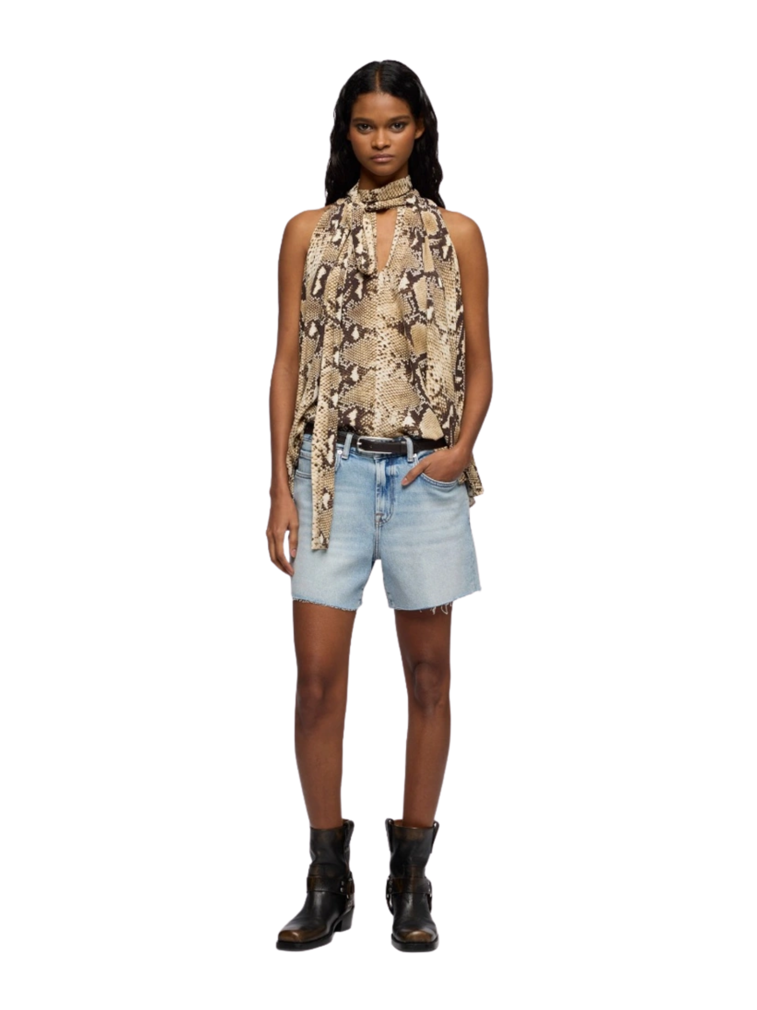 7 FOR ALL MANKIND WOMEN Monroe High Waist Shorts Mid Blue