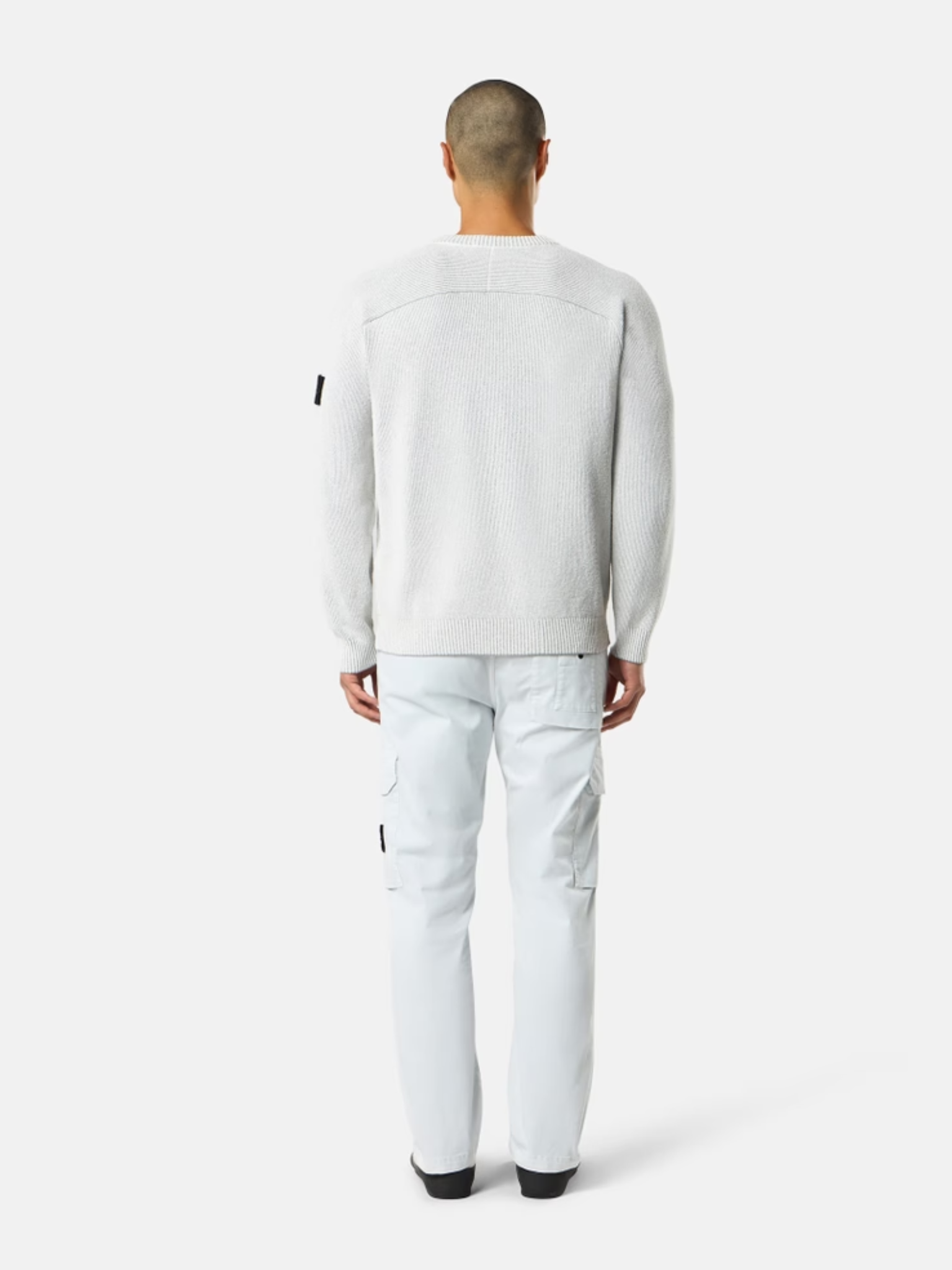 STONE ISLAND Plated Rib Cotton Bouclé Jumper Pearl Grey Melange