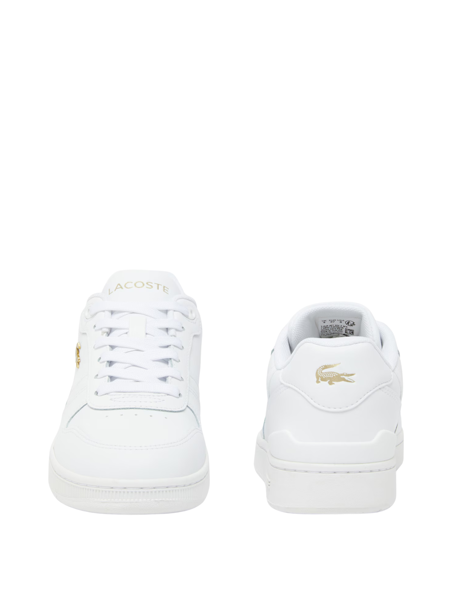 LACOSTE WOMEN T-Clip Set Leather Sneakers White/Gold
