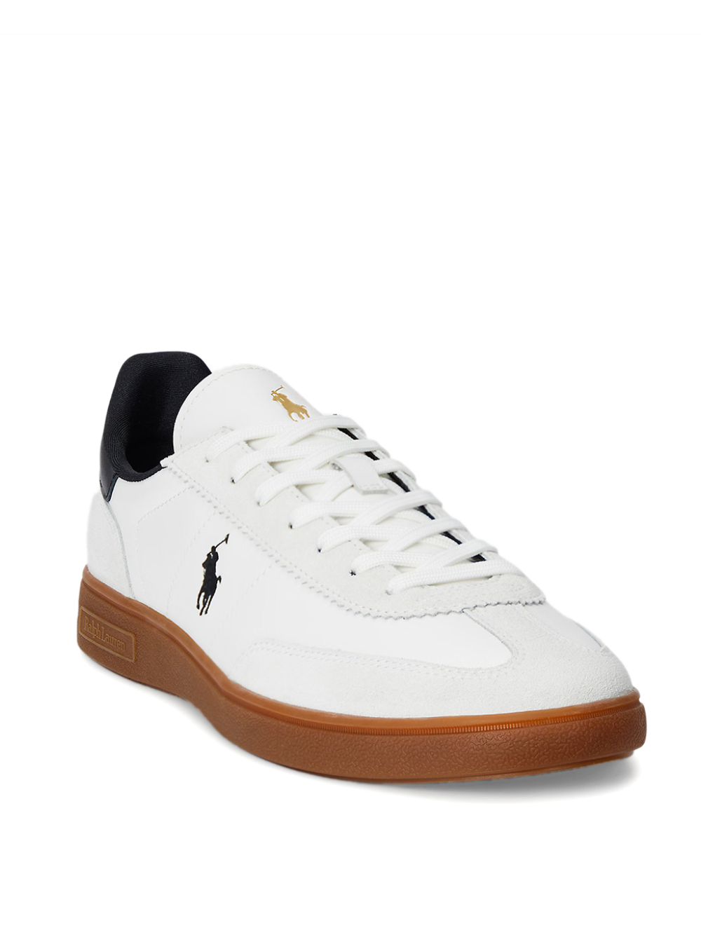 RALPH LAUREN Bedford Leather-Suede Sneakers White/Black