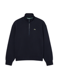 LACOSTE WOMEN High Neck Zipped Piqué Sweatshirt Navy Blue