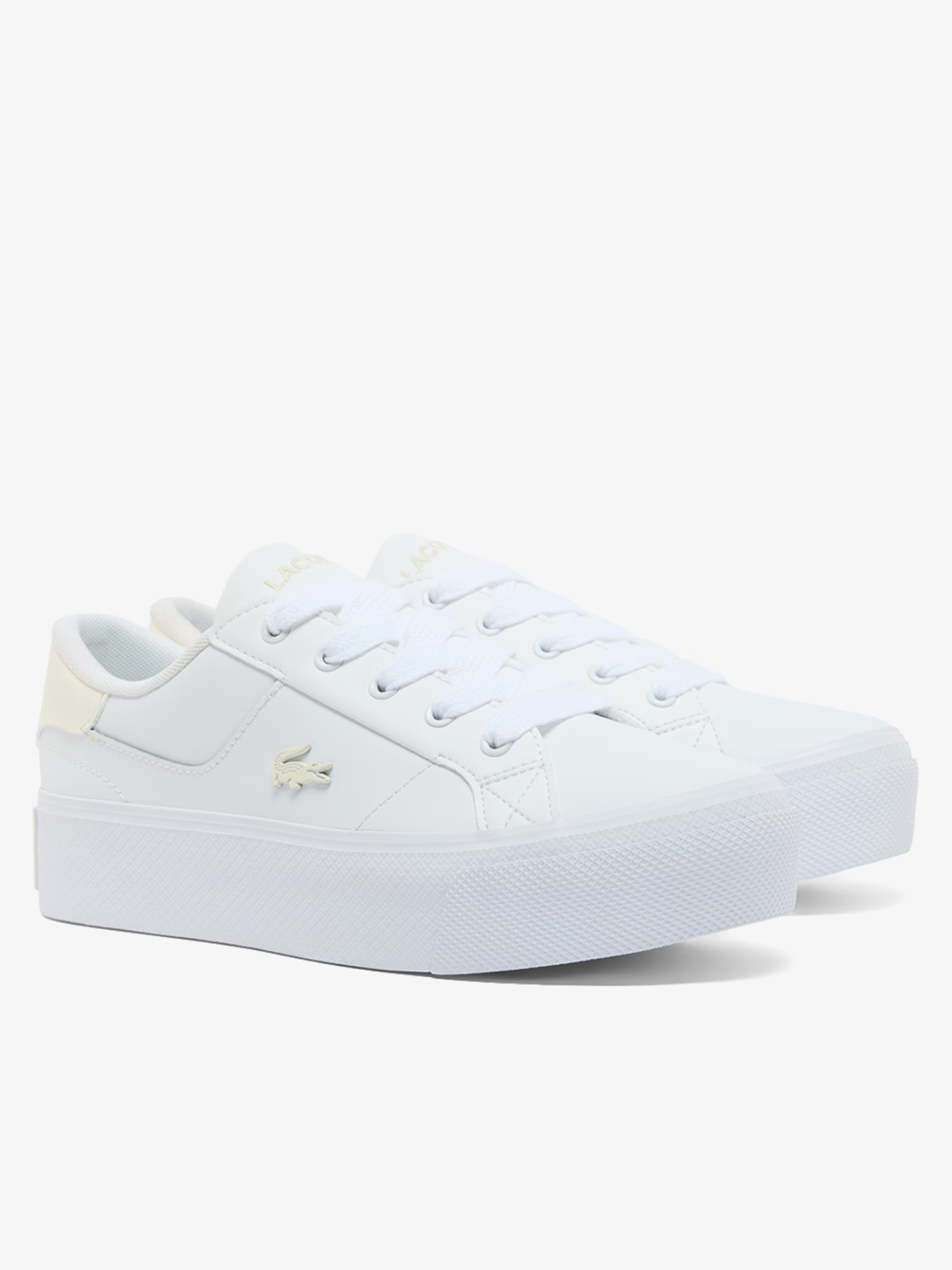 LACOSTE WOMEN Ziane Platform Leather Sneakers White/Off-White