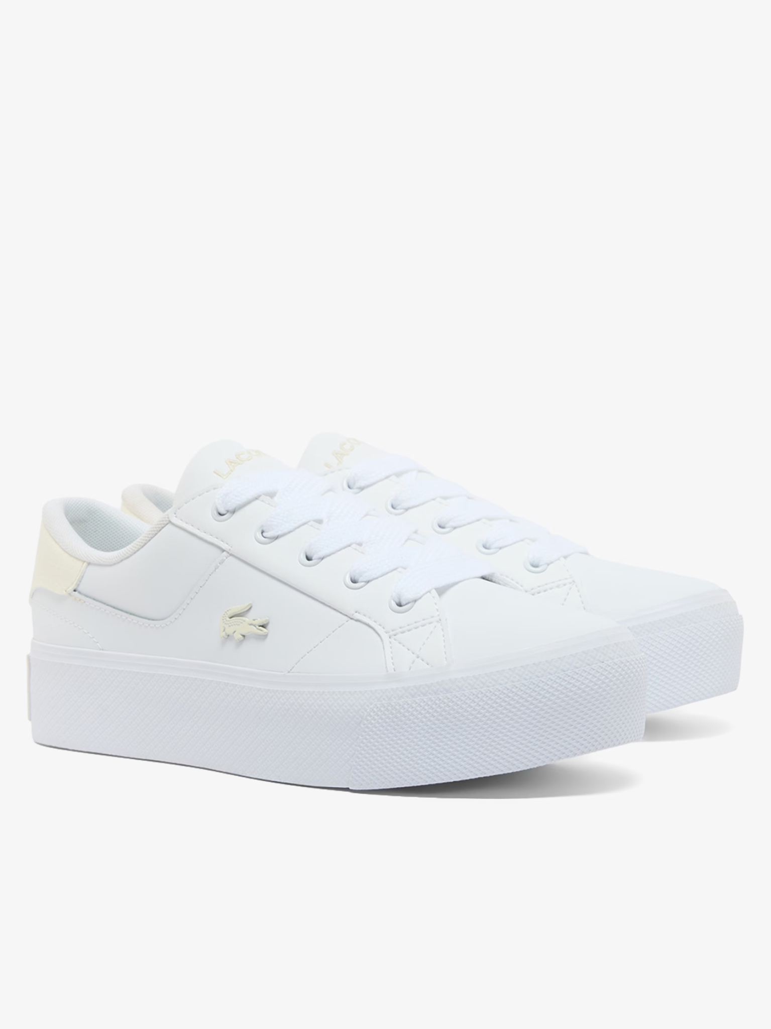 LACOSTE WOMEN Ziane Platform Leather Sneakers White/Off-White