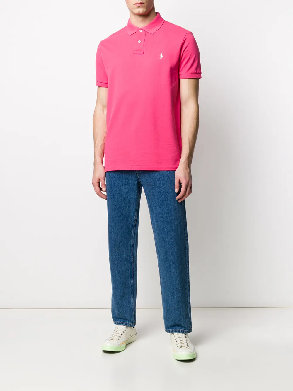 RALPH LAUREN Slim Fit Mesh Polo Shirt Hot Pink