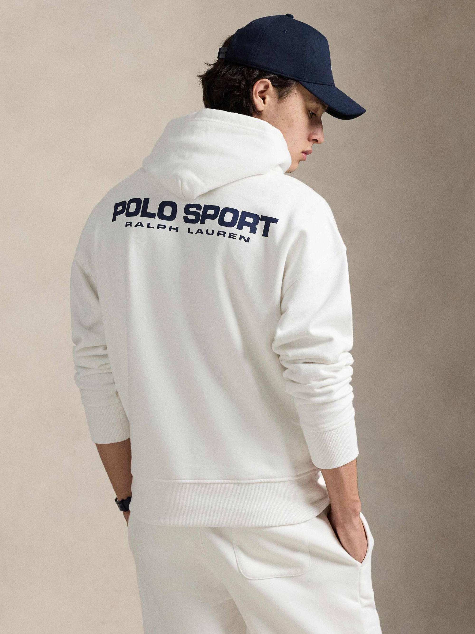 RALPH LAUREN Relaxed Fit Polo Sport Fleece Hoodie White