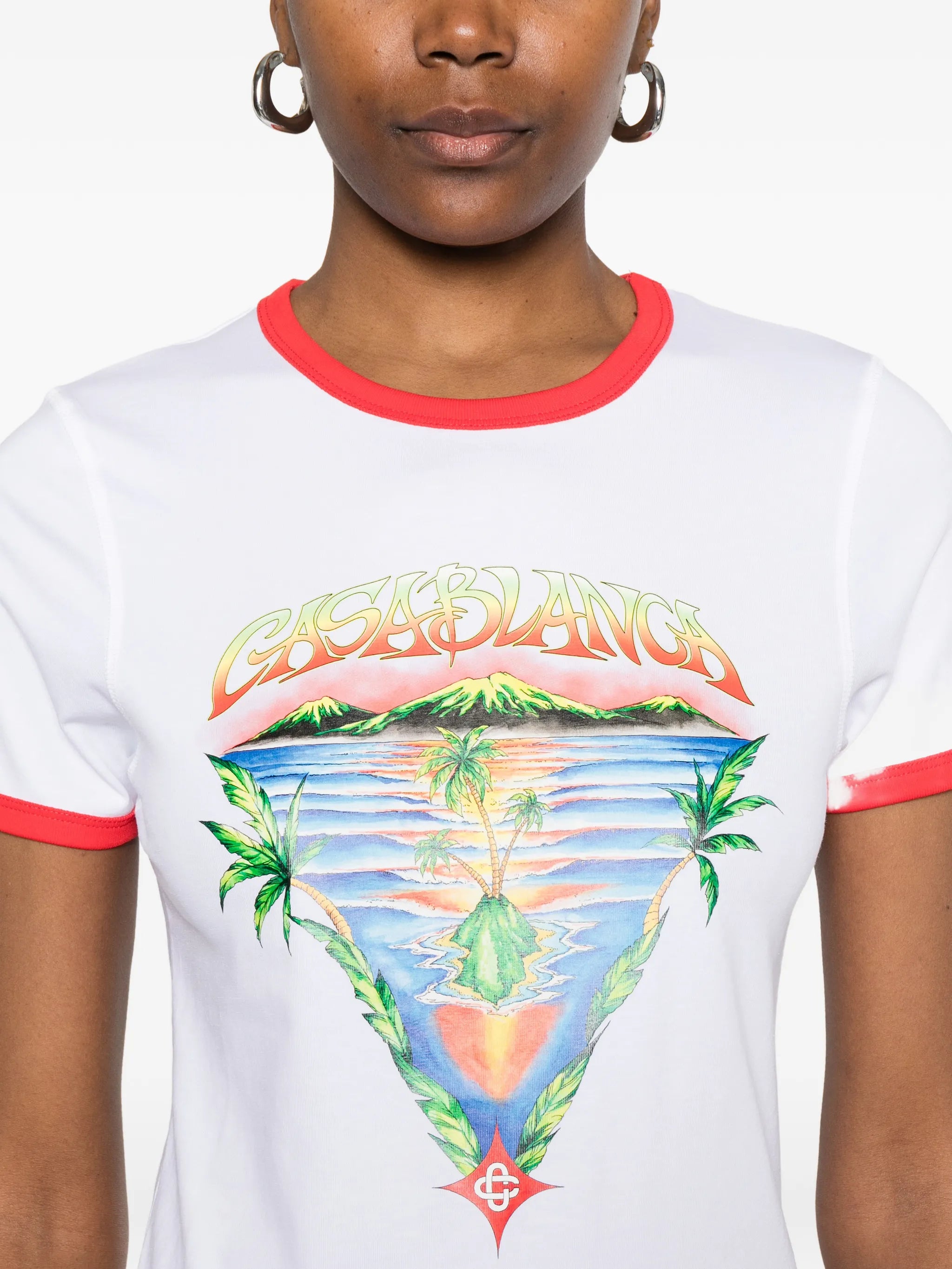 CASABLANCA WOMEN Innocence Triangle Longline Ringer T-shirt White