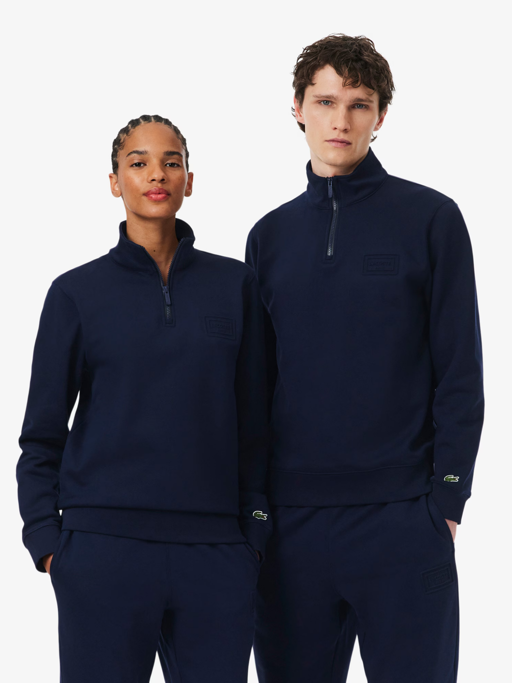 LACOSTE High Neck Embossed Zipped Sweatshirt Midnight Blue