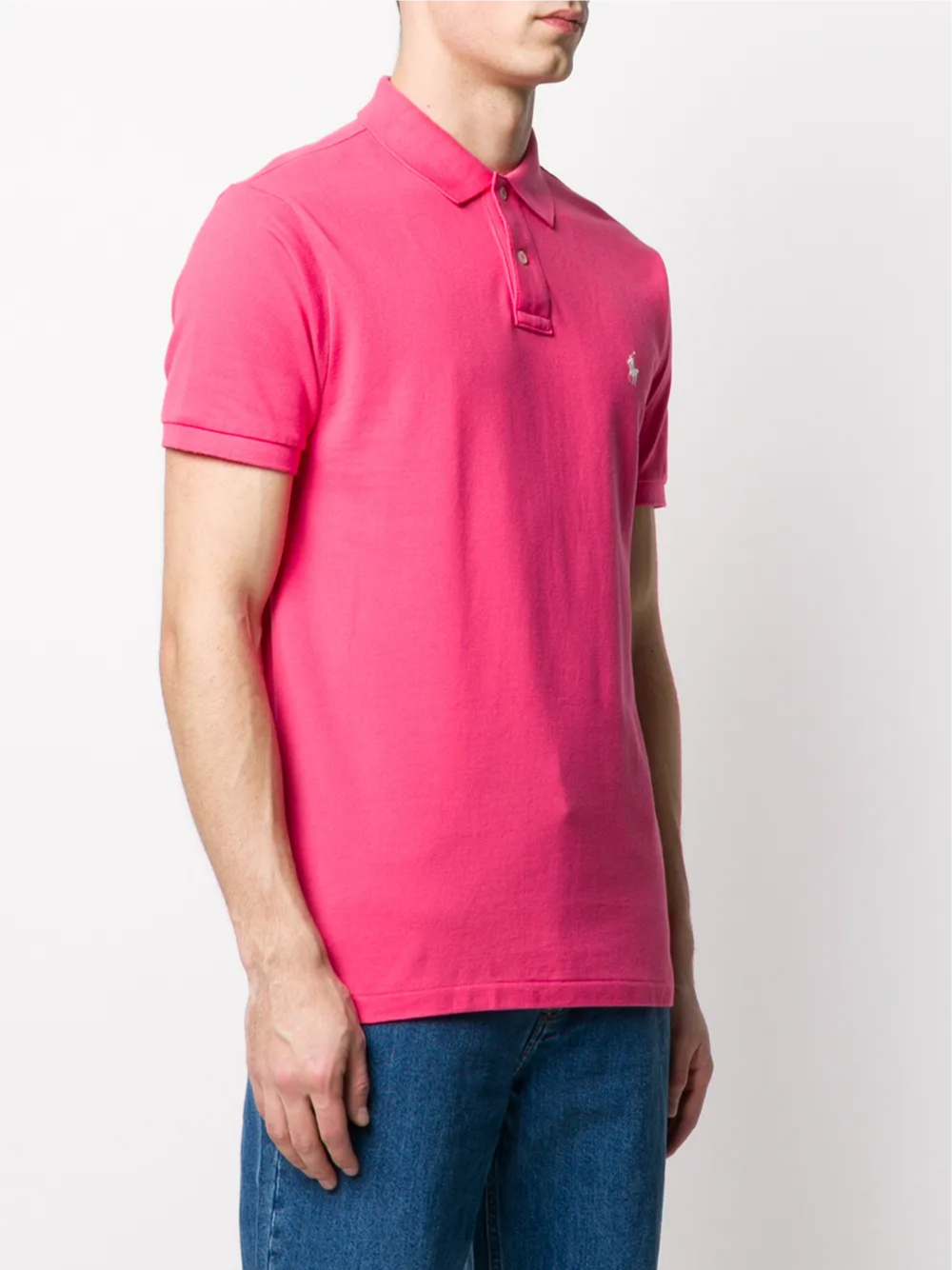 RALPH LAUREN Slim Fit Mesh Polo Shirt Hot Pink