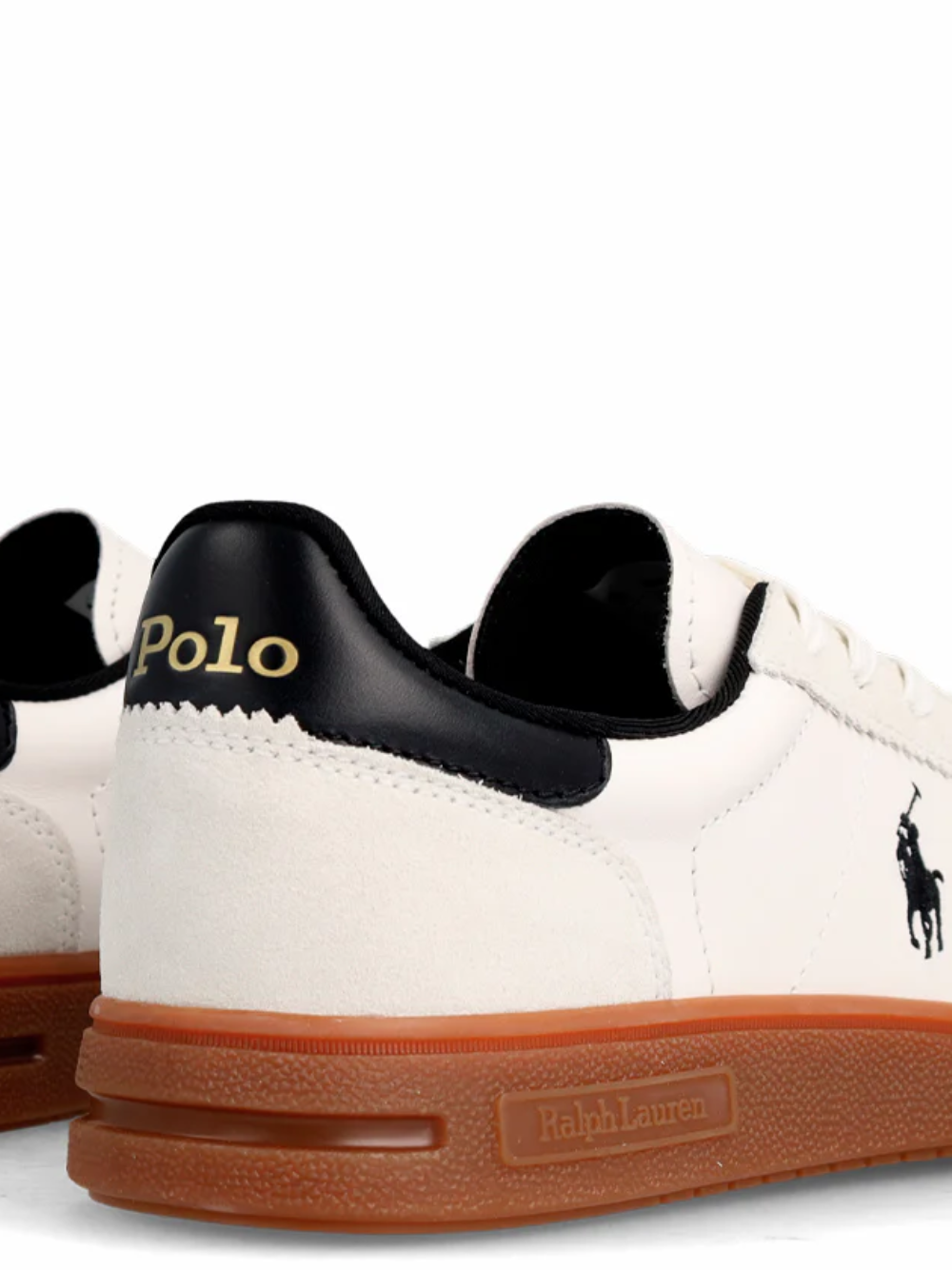 RALPH LAUREN Bedford Leather-Suede Sneakers White/Black