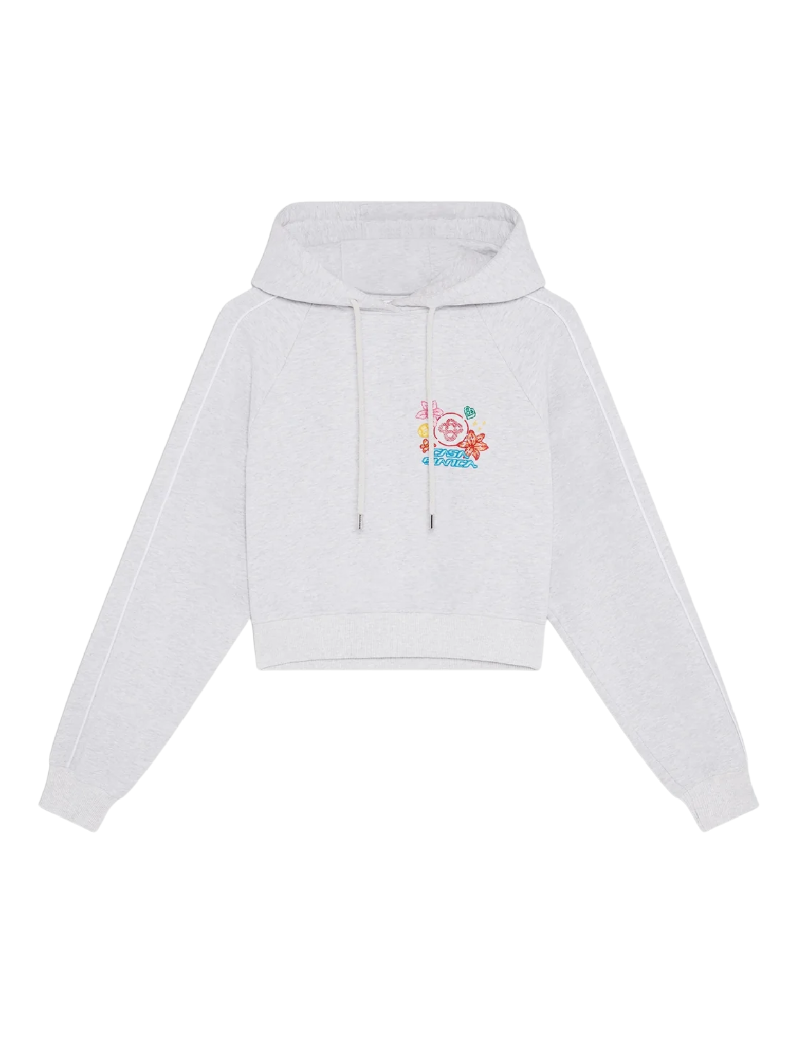 CASABLANCA WOMEN Embroidered Cropped Hooded Sweatshirt Grey