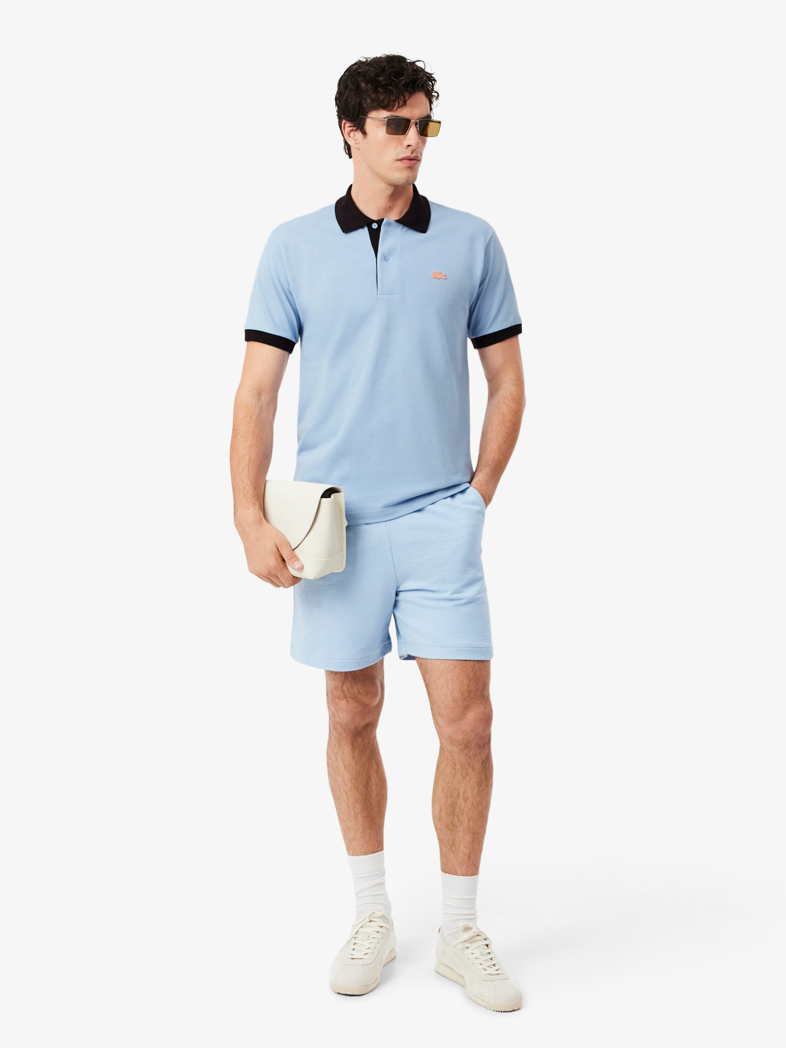 LACOSTE Classic Fit Contrast Rib Polo Blue