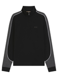 BOSS Contrast-Detail Zip-Neck Sweatshirt In A Cotton Blend Black