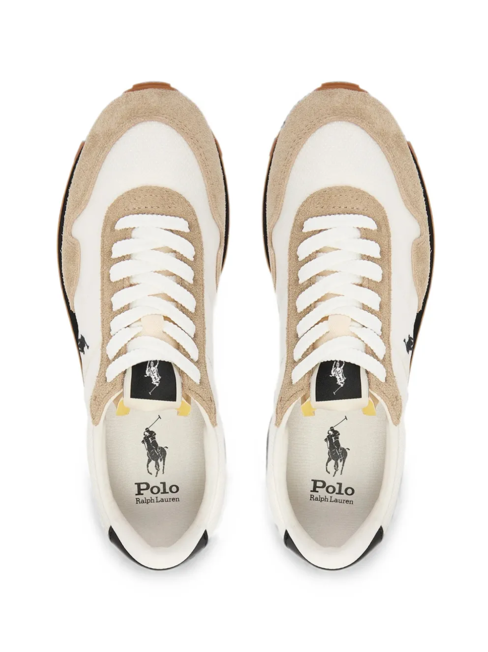 RALPH LAUREN Trail 125 Suede-Mesh Sneakers Monument Tan/Deckwash White