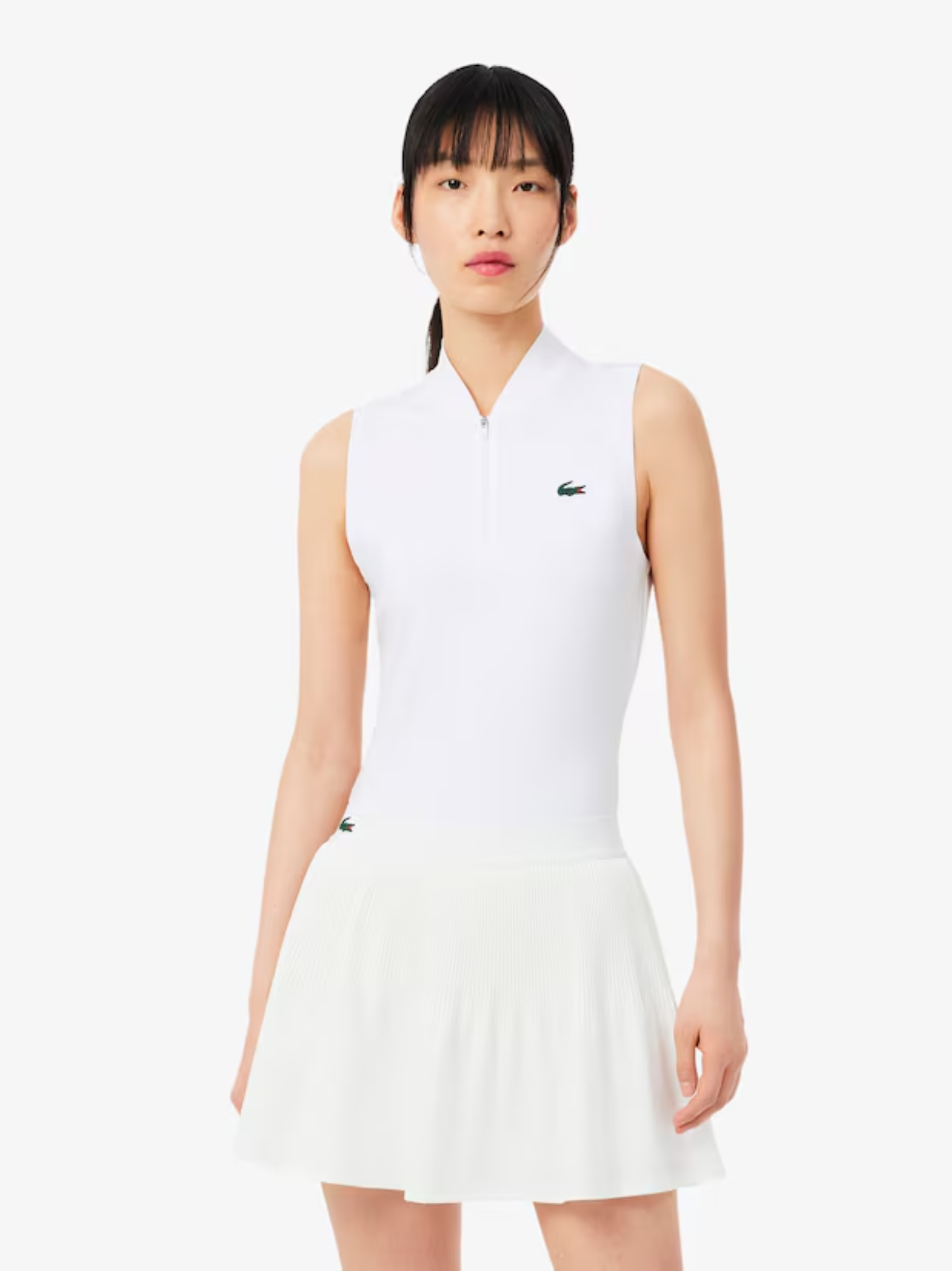 LACOSTE WOMEN Sleeveless Ultra Dry Stretch Tennis Polo Shirt White