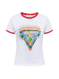 CASABLANCA WOMEN Innocence Triangle Longline Ringer T-shirt White