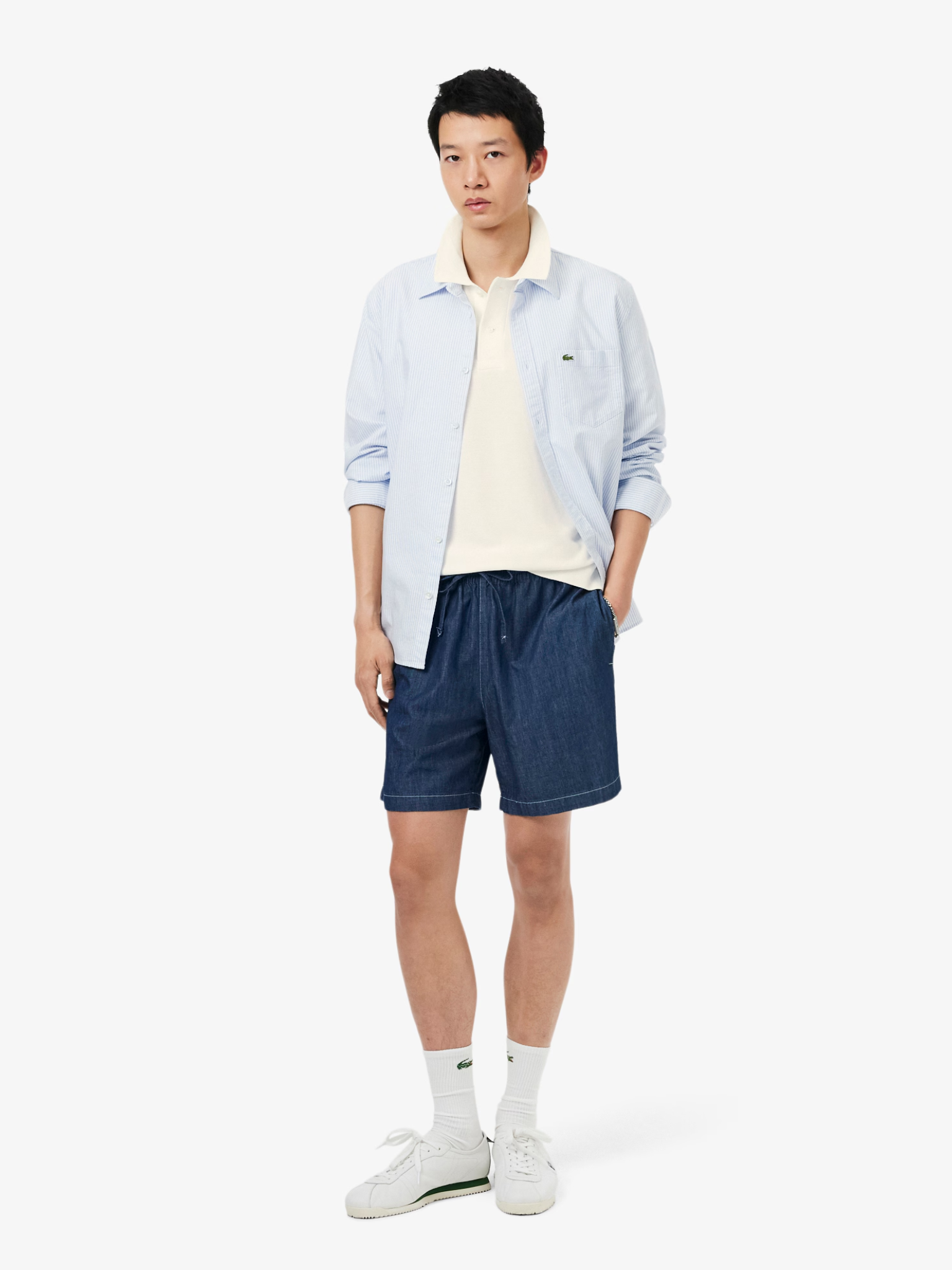 LACOSTE Classic Fit Knitted Polo Shirt White
