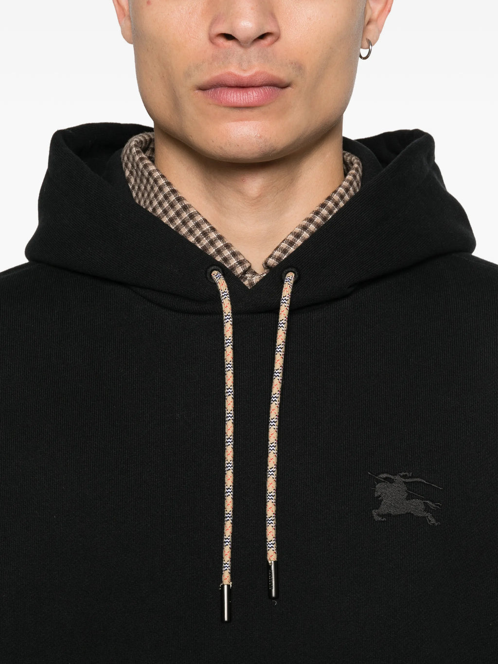 BURBERRY Reilly Check Cotton Hoodie Black