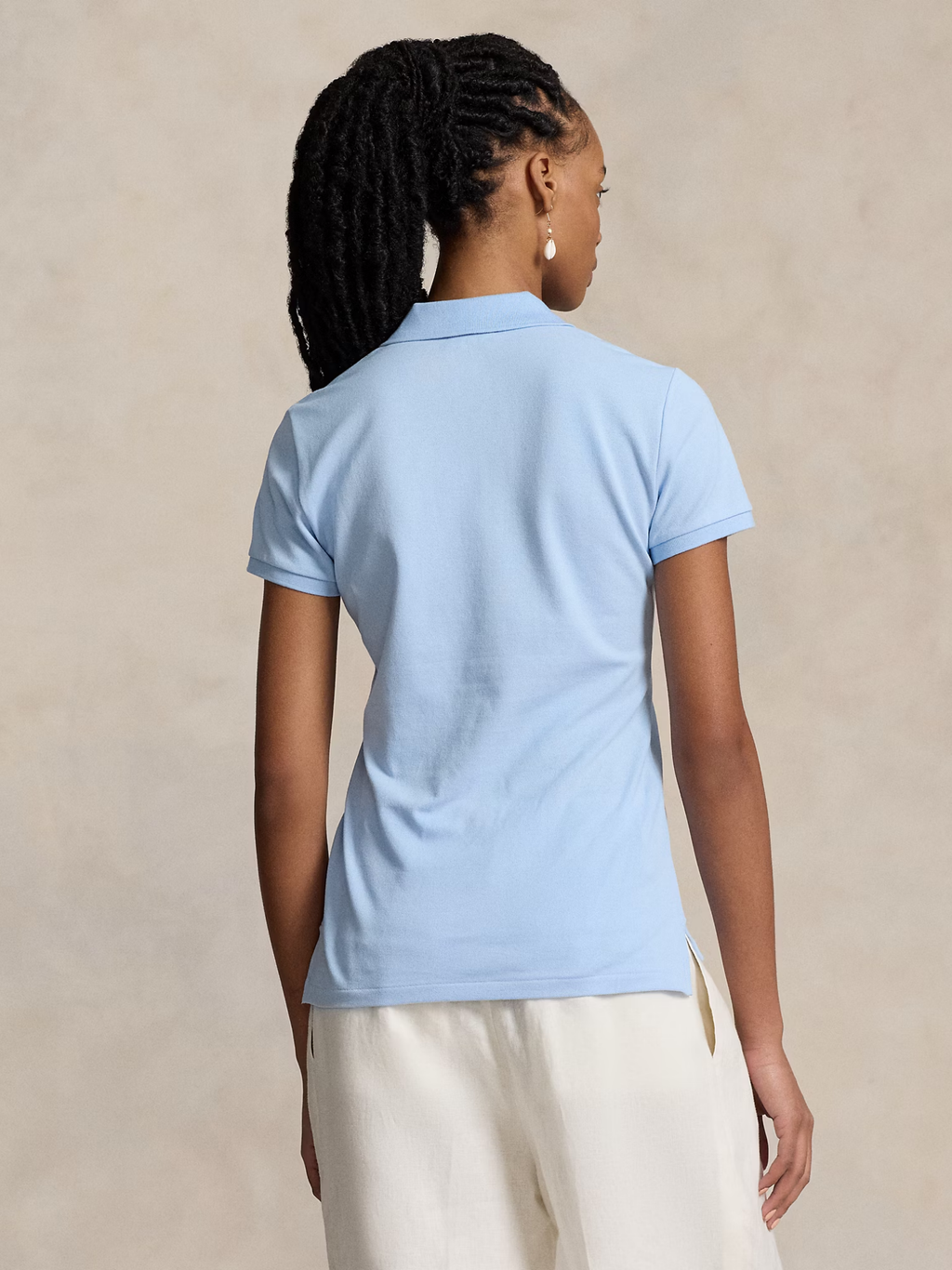 RALPH LAUREN WOMEN Slim Fit Stretch Polo Shirt Office Blue