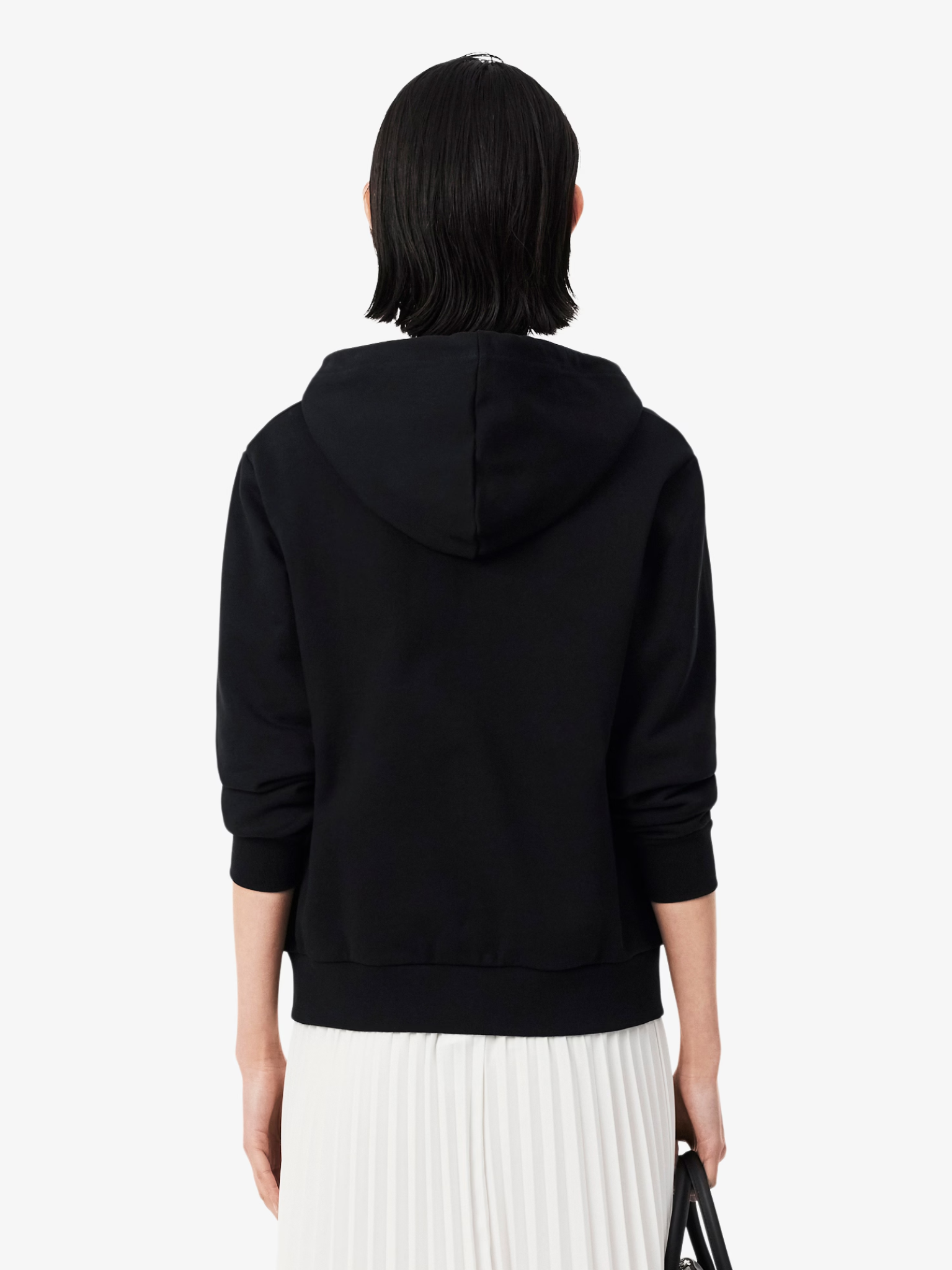 LACOSTE WOMEN Zipped Fleece Hoodie Black