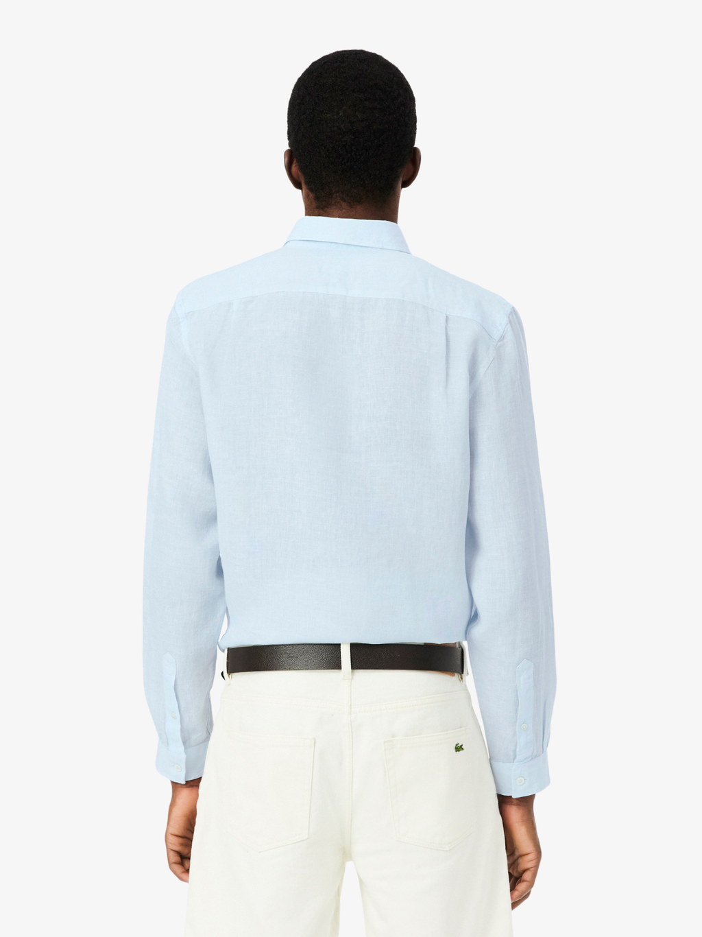 LACOSTE Regular Fit Linen Shirt Light Blue