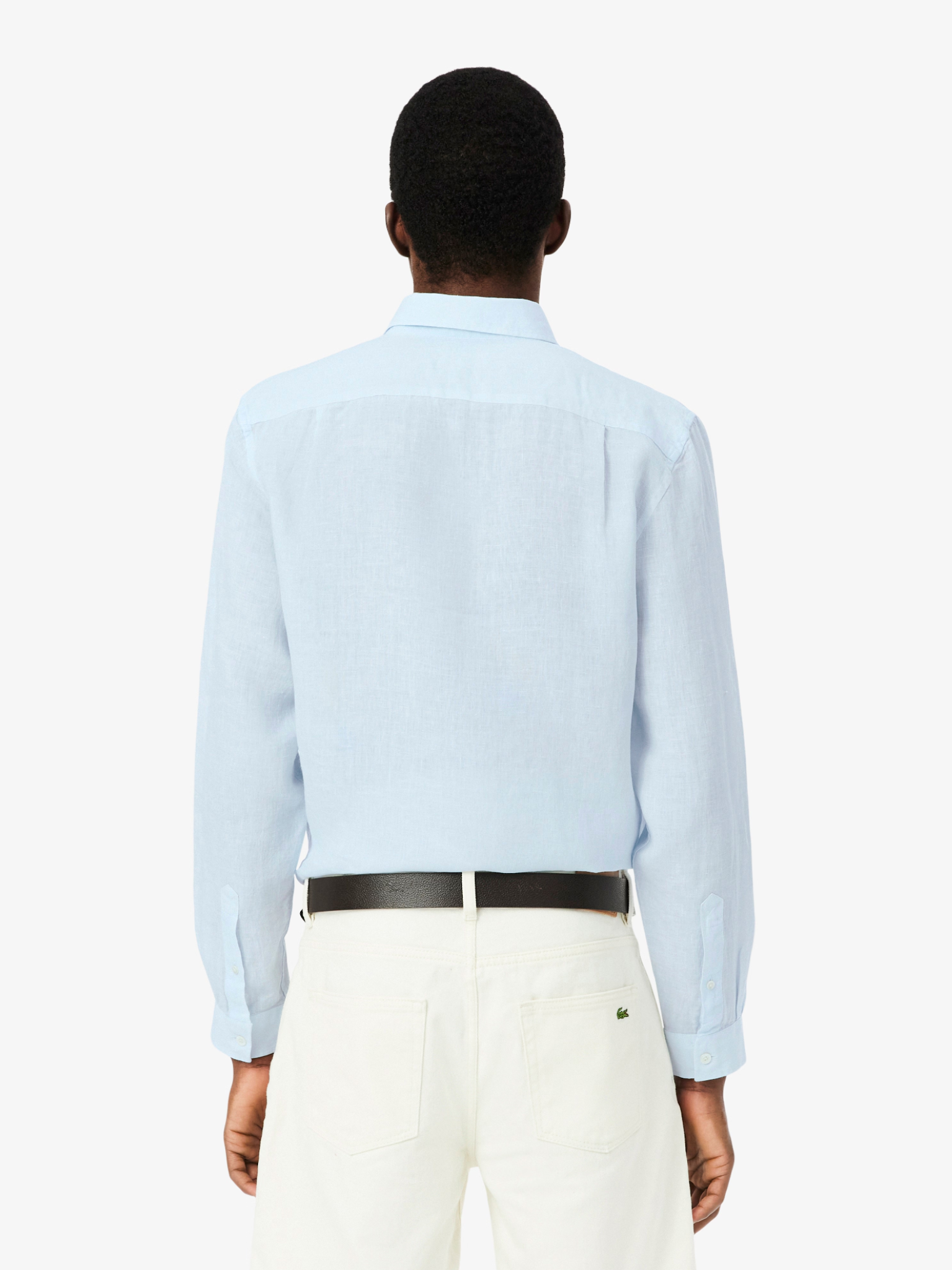 LACOSTE Regular Fit Linen Shirt Light Blue