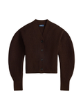 RALPH LAUREN WOMEN Ribbed Wool-blend Shaped Cardigan Rich Cocoa Melange