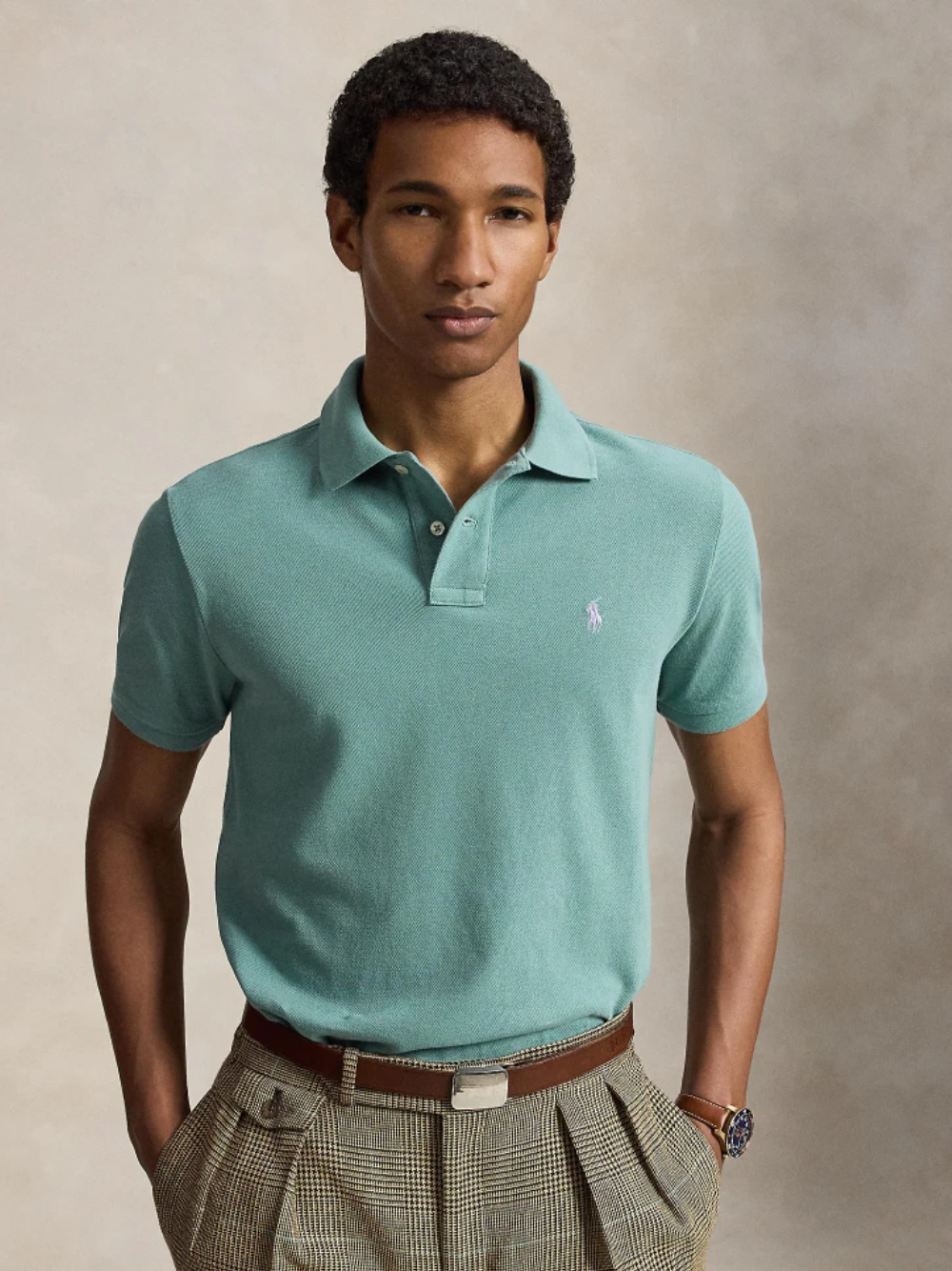 RALPH LAUREN The Iconic Custom Slim Fit Mesh Polo Greenscape
