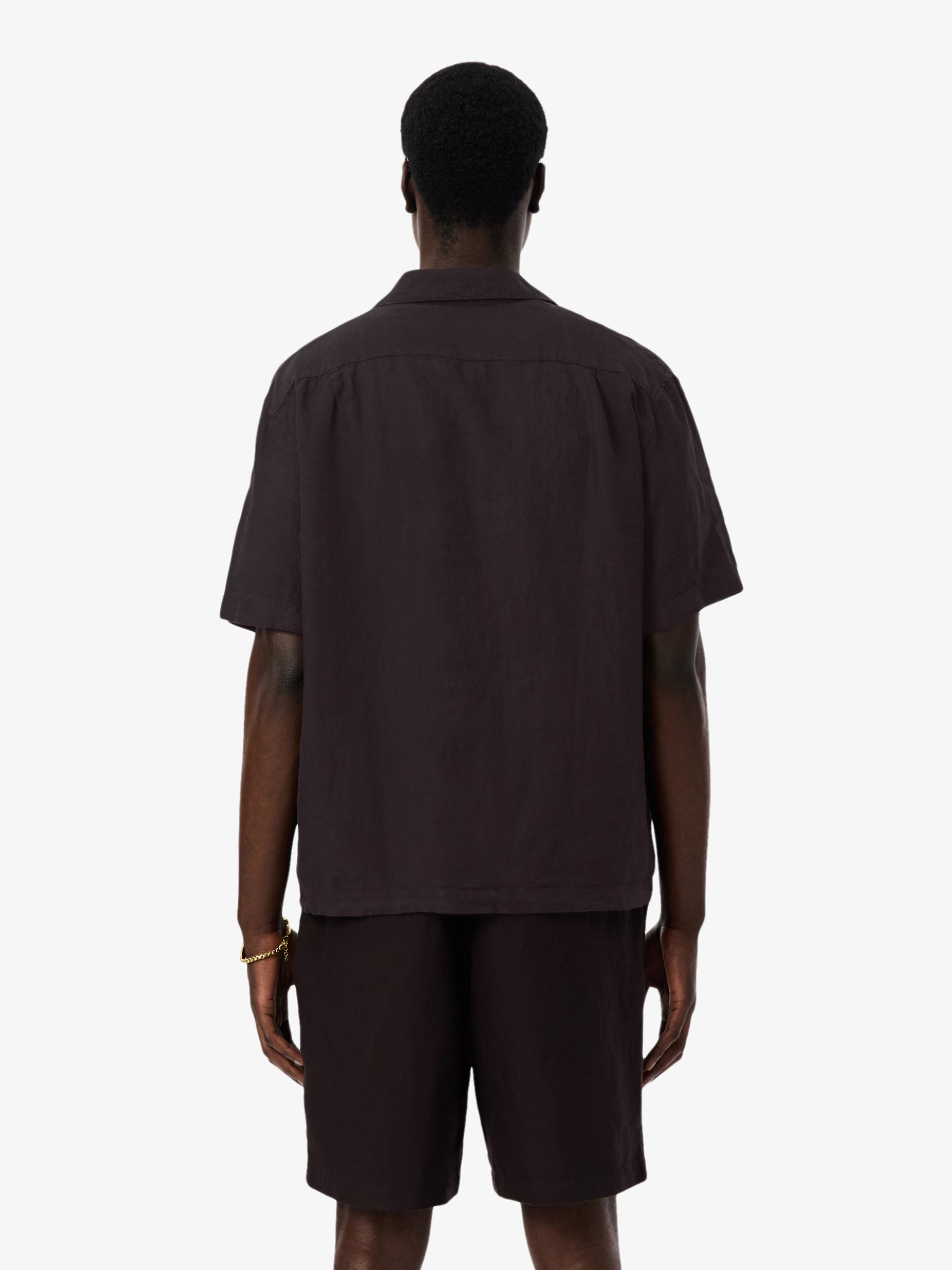LACOSTE Relaxed Fit Linen Shirt Brown