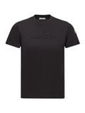 MONCLER WOMEN Embroidered Tonal Logo Cotton T-Shirt Black