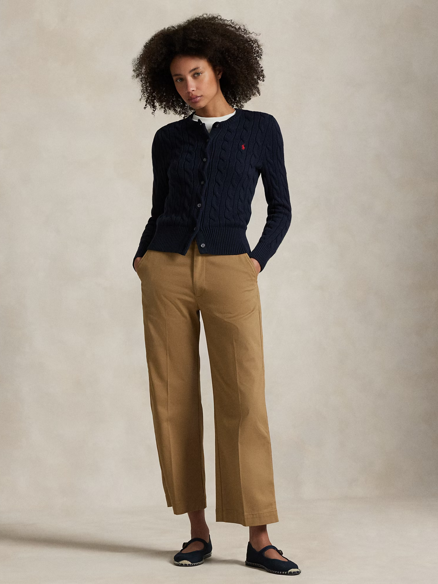 RALPH LAUREN WOMEN Chino Wide-Leg Trousers Montana Khaki