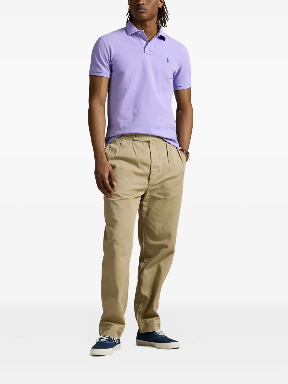 RALPH LAUREN The Iconic Custom Slim Fit Mesh Polo Sky Lavender