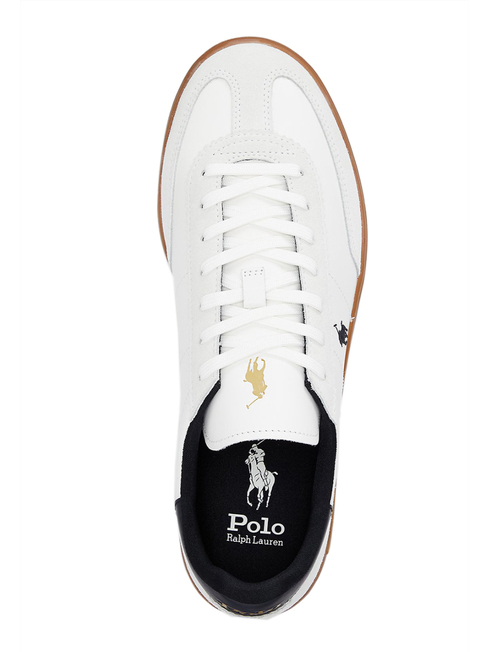 RALPH LAUREN Bedford Leather-Suede Sneakers White/Black