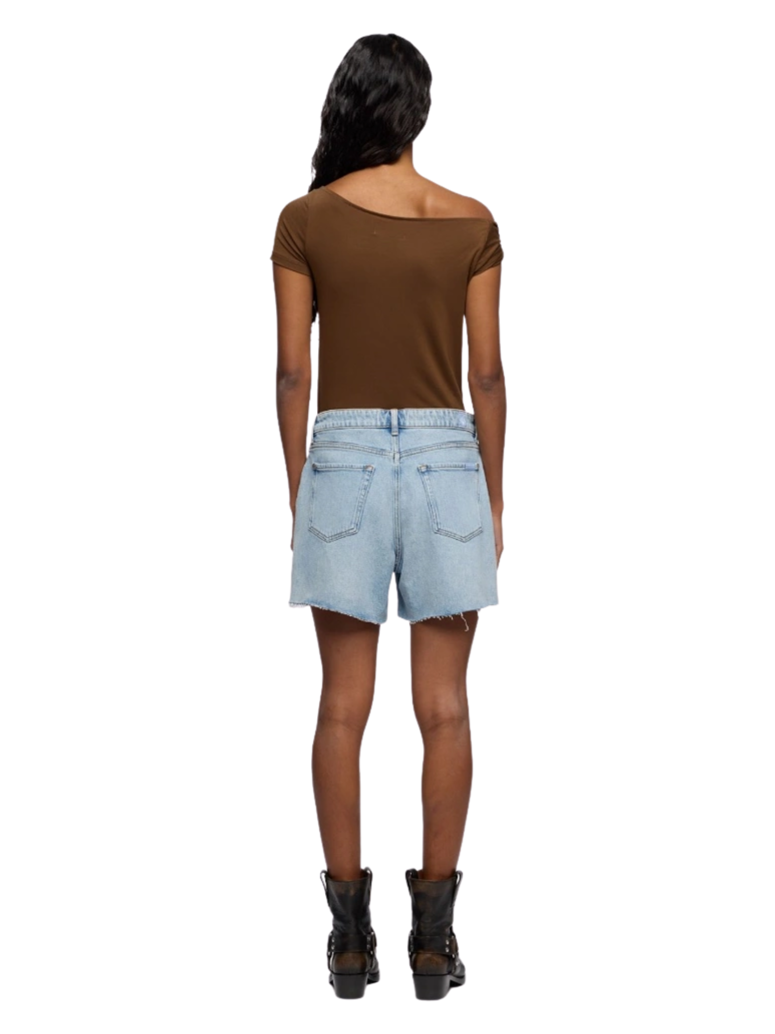 7 FOR ALL MANKIND WOMEN Monroe High Waist Shorts Mid Blue