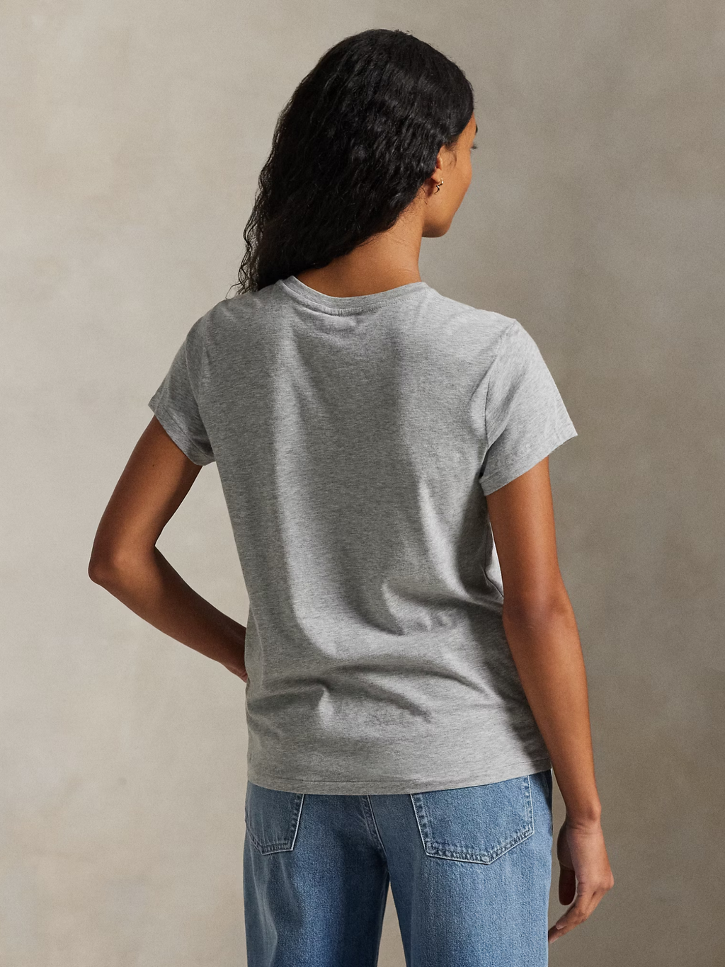 RALPH LAUREN WOMEN Classic Fit Cotton Jersey Crewneck Tee Cobblestone Heather