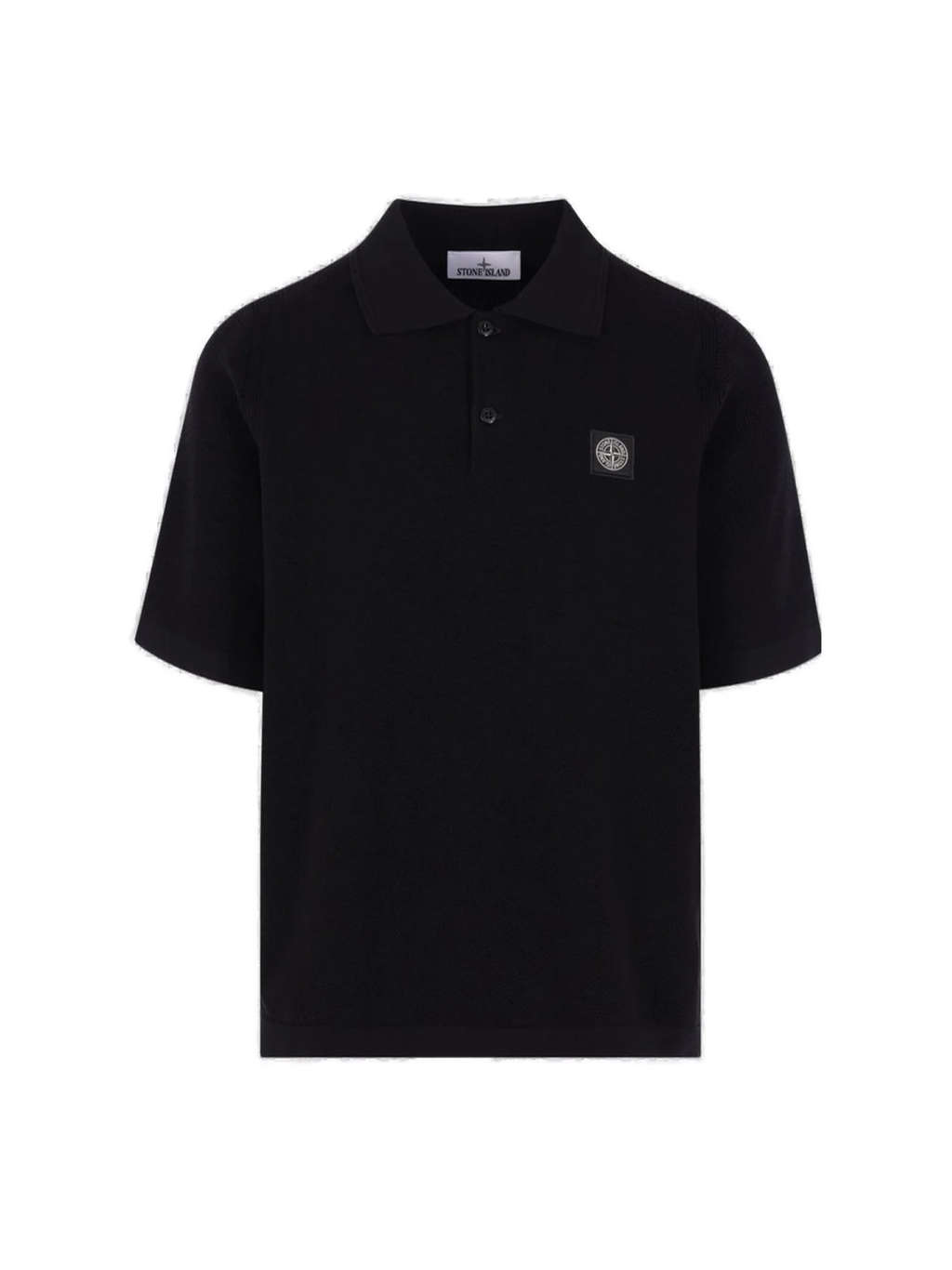STONE ISLAND Logo Patch Loose-Fit Short-Sleeve Polo Shirt Black