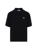 STONE ISLAND Logo Patch Loose-Fit Short-Sleeve Polo Shirt Black