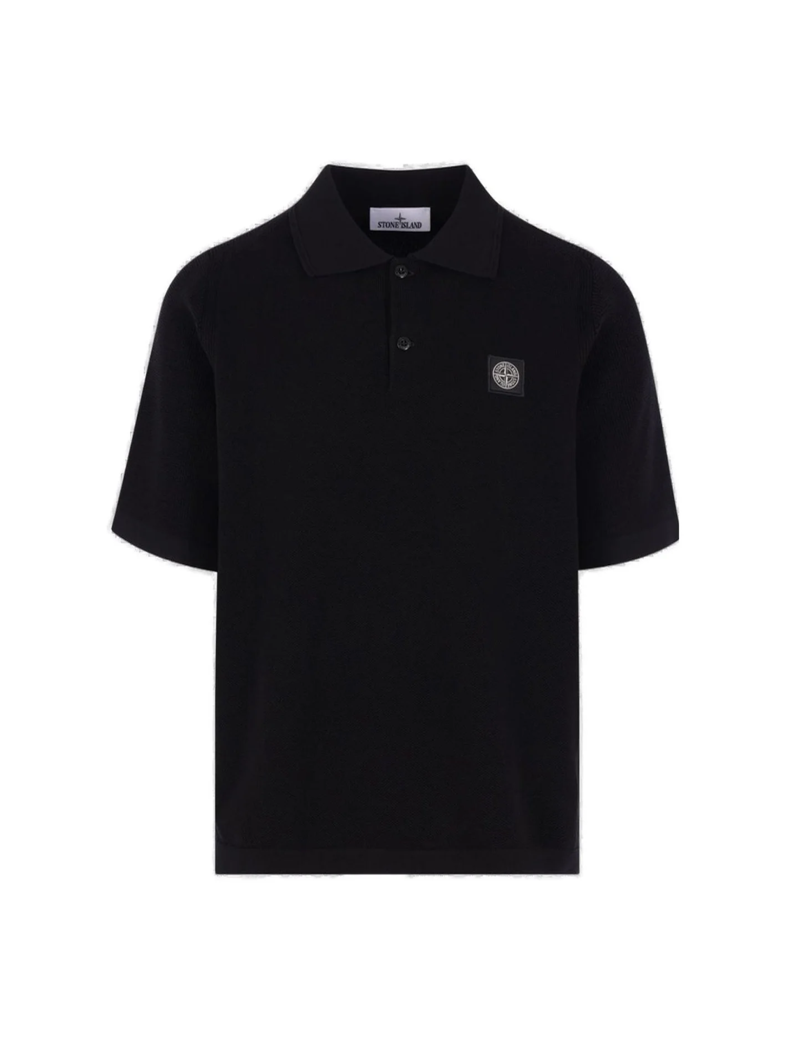 STONE ISLAND Logo Patch Loose-Fit Short-Sleeve Polo Shirt Black