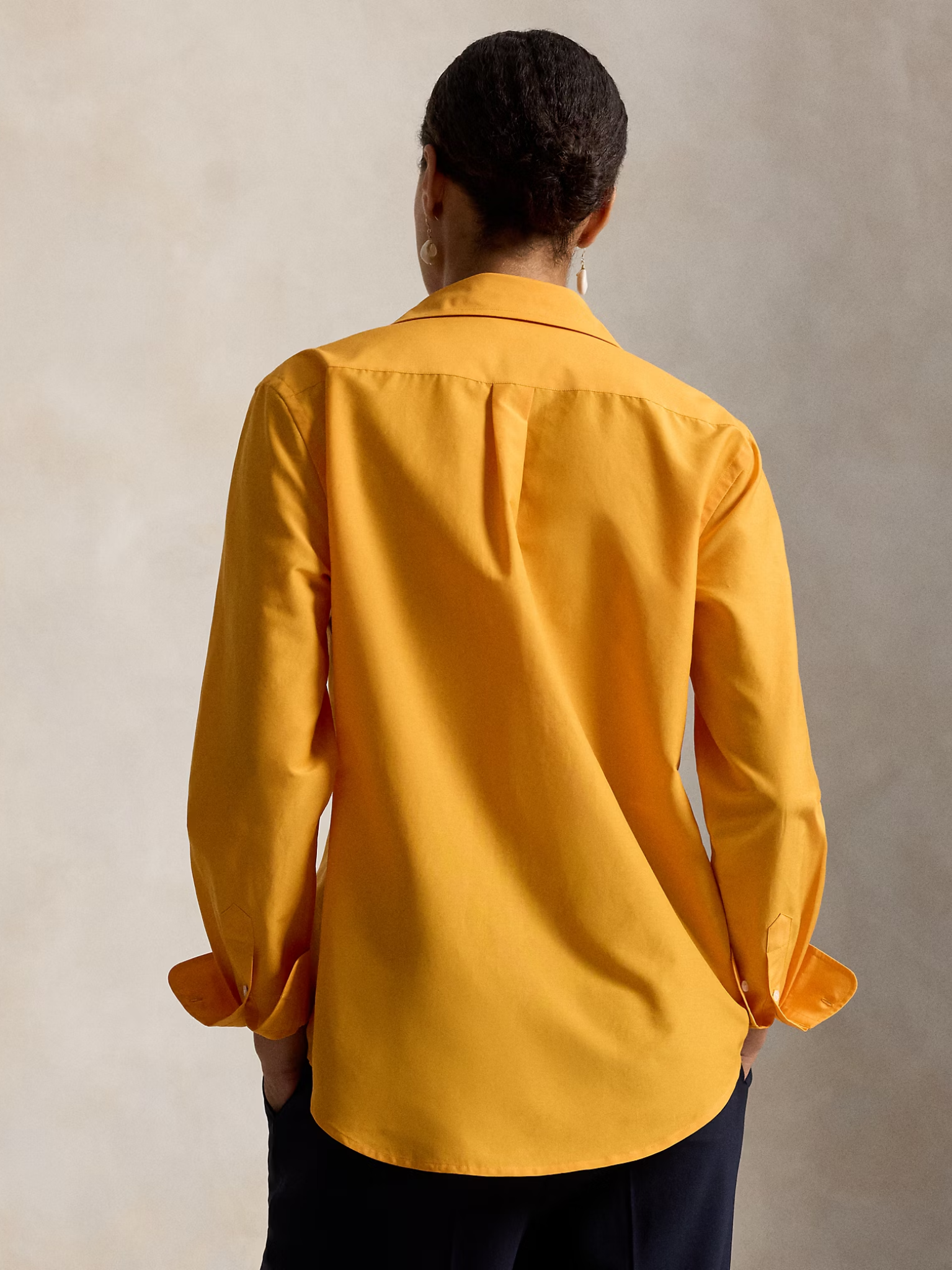 RALPH LAUREN WOMEN Relaxed Fit Cotton-Silk Shirt Satsuma Orange