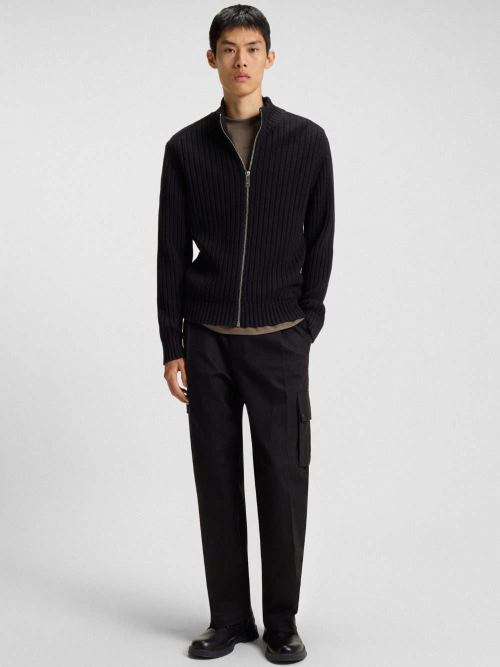 HUGO Graysen253 Slim-Fit Cargo Trousers In Mercerised Cotton Black
