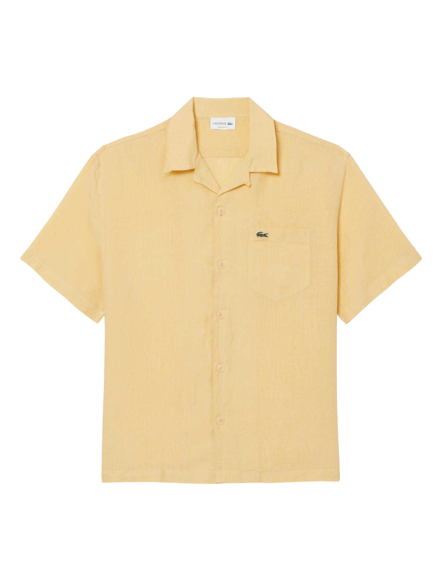 LACOSTE Relaxed Fit Linen Shirt Jaune
