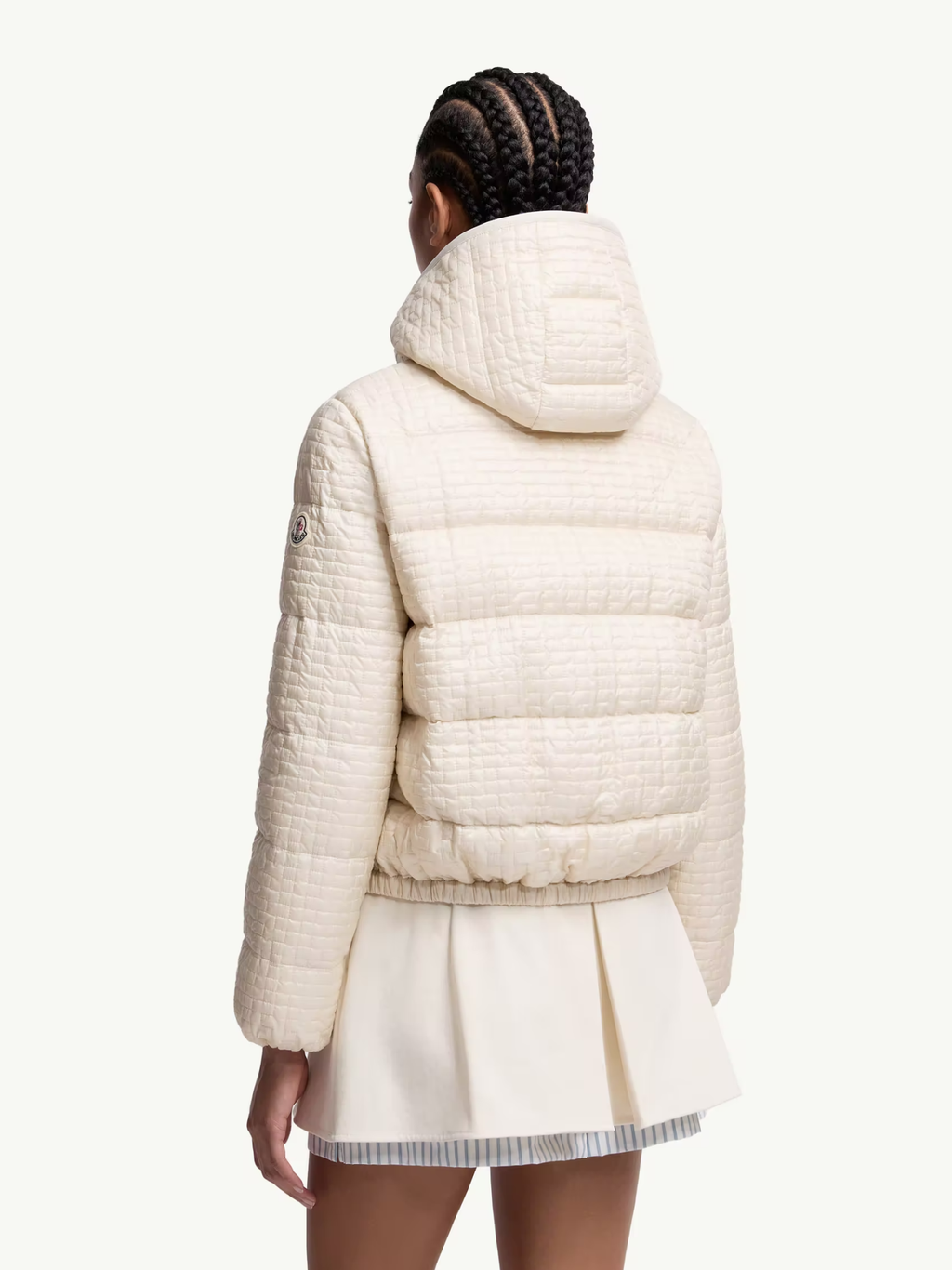MONCLER WOMEN Gisors Geometric-Quilted Hooded Short Down Jacket Light Beige