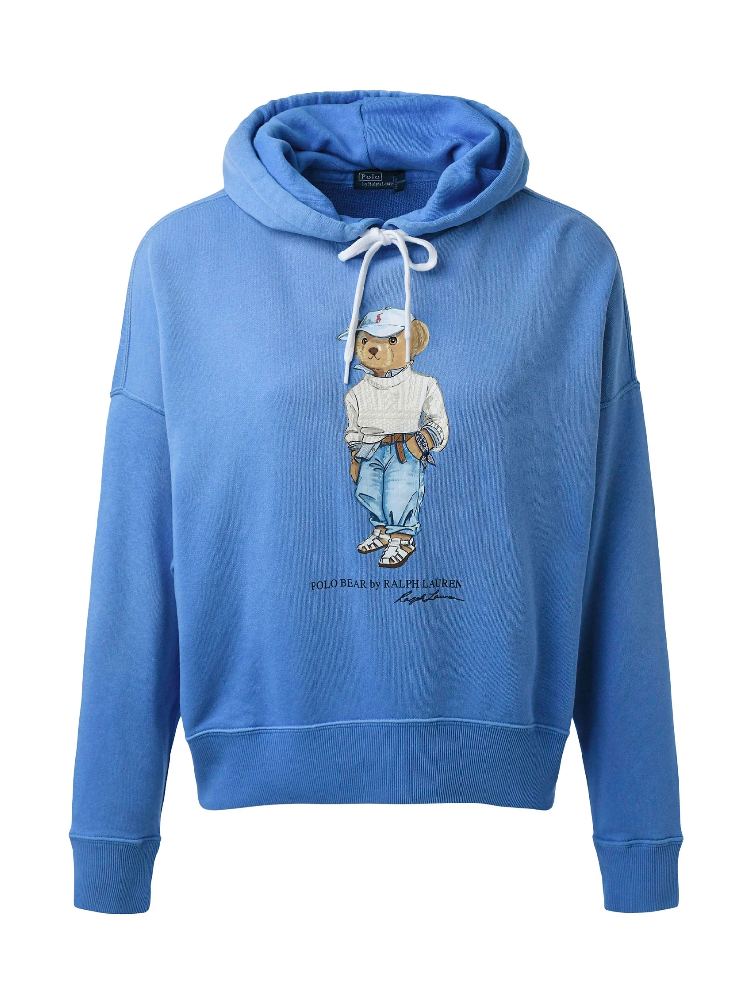 RALPH LAUREN WOMEN Polo Bear Fleece Hoodie Summer Blue