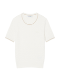 LACOSTE WOMEN Short Sleeved Cable Knit Sweater White
