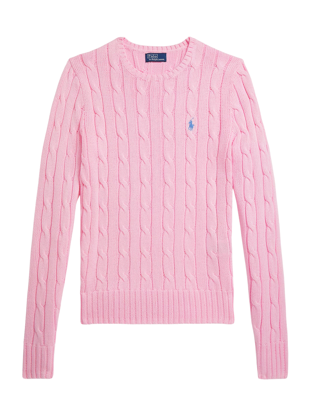 RALPH LAUREN WOMEN Cable-Knit Cotton Crewneck Jumper Carmel Pink