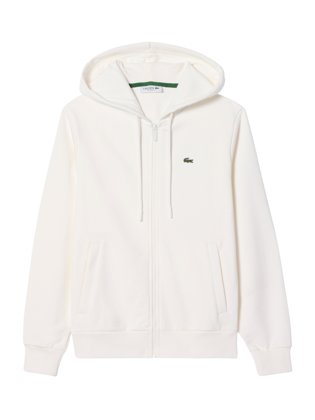 LACOSTE WOMEN Zipped Fleece Hoodie White